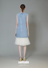 Bows-Front Denim Vest Dress