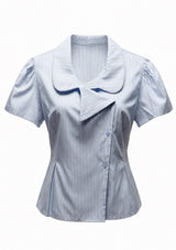 Striped Side-Button Cropped Shirt