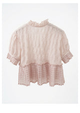 Dusty Pink Mixed Fabric Cropped Top