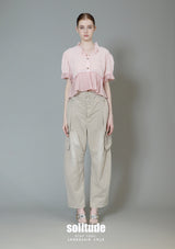 Dusty Pink Mixed Fabric Cropped Top
