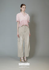 Dusty Pink Mixed Fabric Cropped Top