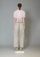 Dusty Pink Mixed Fabric Cropped Top