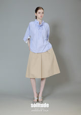 Striped Oversized Tee around Neck Woven Top