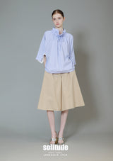 Striped Oversized Tee around Neck Woven Top