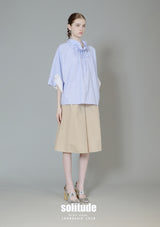 Striped Oversized Tee around Neck Woven Top