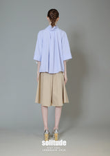 Striped Oversized Tee around Neck Woven Top