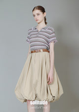 Khaki Balloon Skirt with Belt