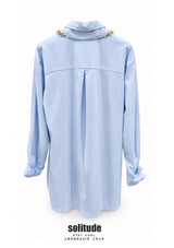 Power Blue Beaded Collar Shirt