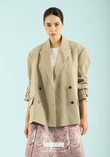 Apricot Double-Breasted Blazer
