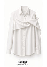 White Asymmetric Drop Shoulder Shirt