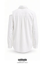 White Asymmetric Drop Shoulder Shirt