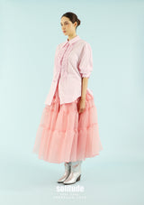 Pink Embroidered Long Sleeves Shrit