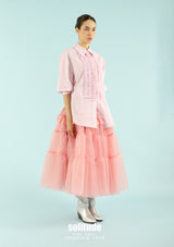 Pink Embroidered Long Sleeves Shrit