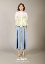 Mixed Fabric Green Bubble Shirt