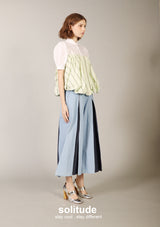 Mixed Fabric Green Bubble Shirt