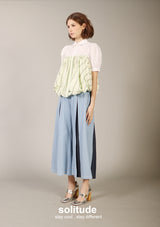 Mixed Fabric Green Bubble Shirt