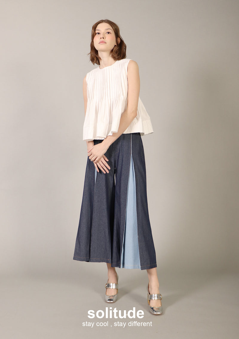 White Pleated Sleeveless Top