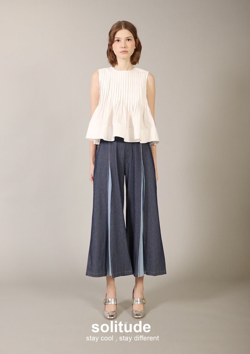 White Pleated Sleeveless Top