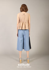 Brown Pleated Sleeveless Top