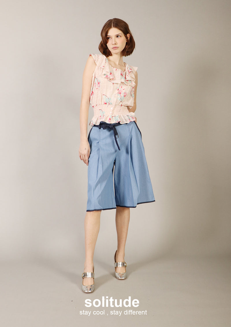 Pink Florals Elastic Waist Top