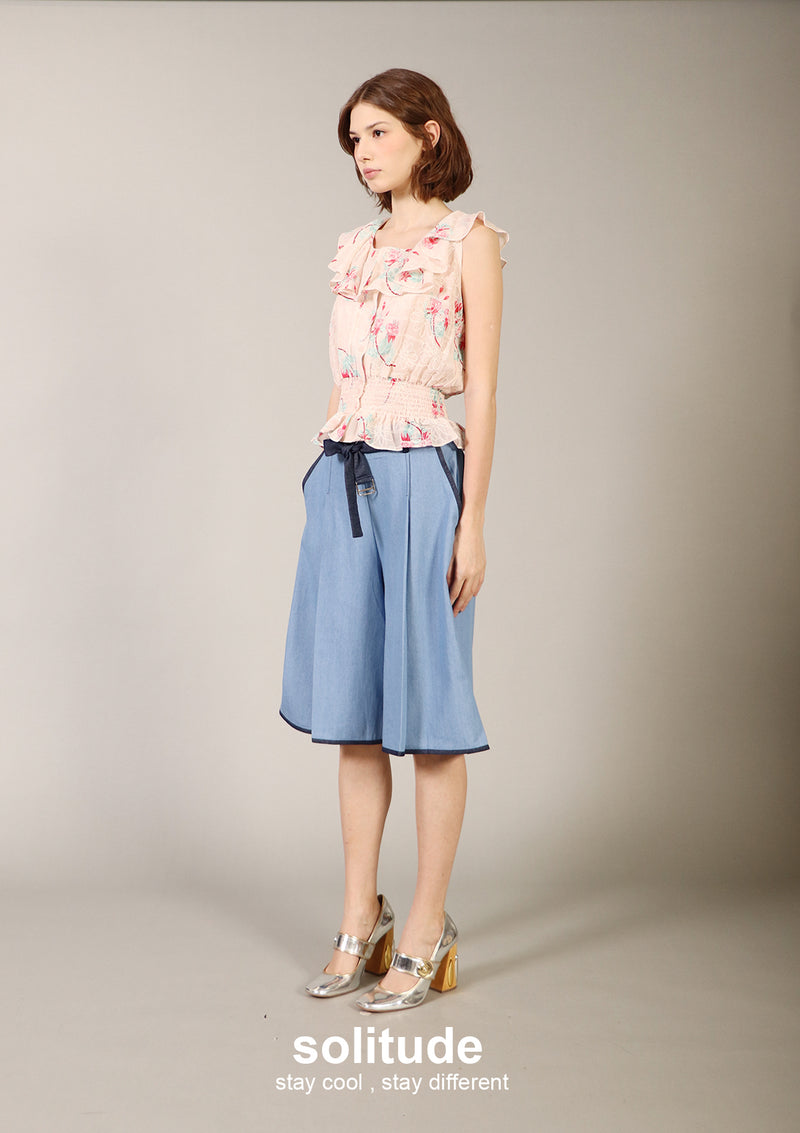 Pink Florals Elastic Waist Top