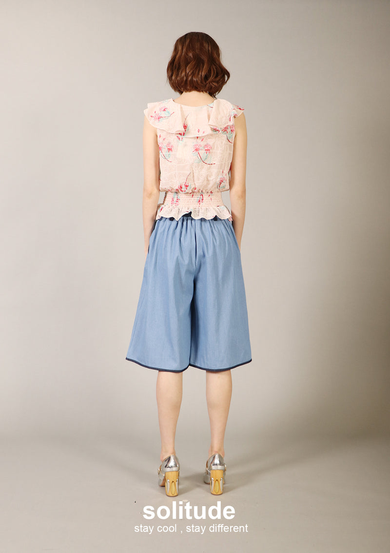 Pink Florals Elastic Waist Top