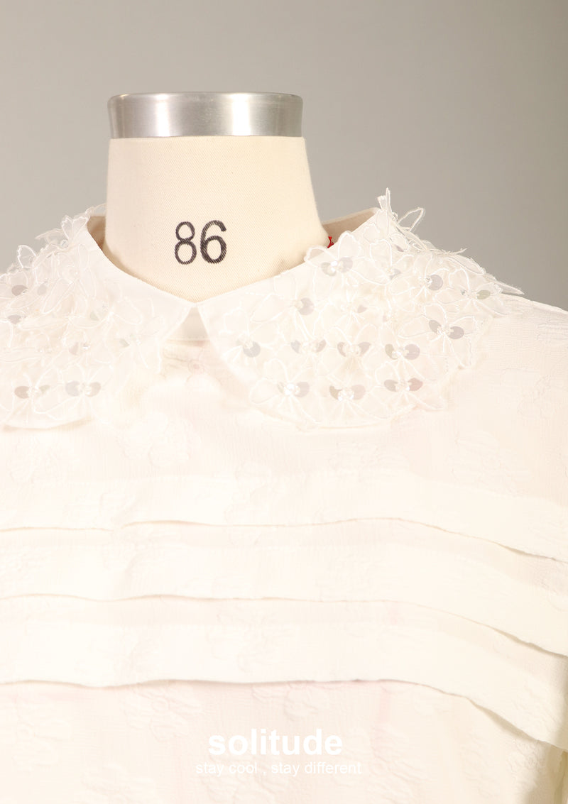 White Embellished Collar Top