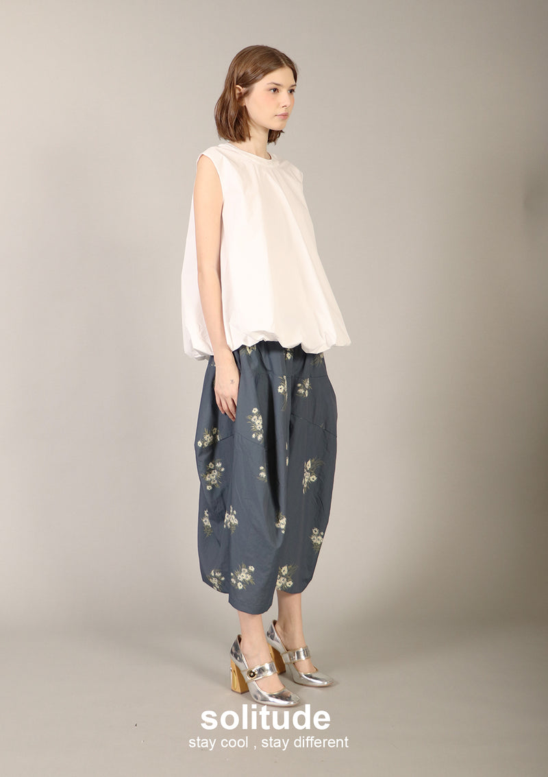 Black Floral Print Nylon Culottes