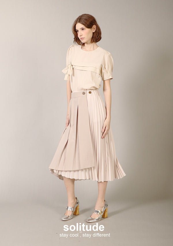 Beige Pleated Skirt