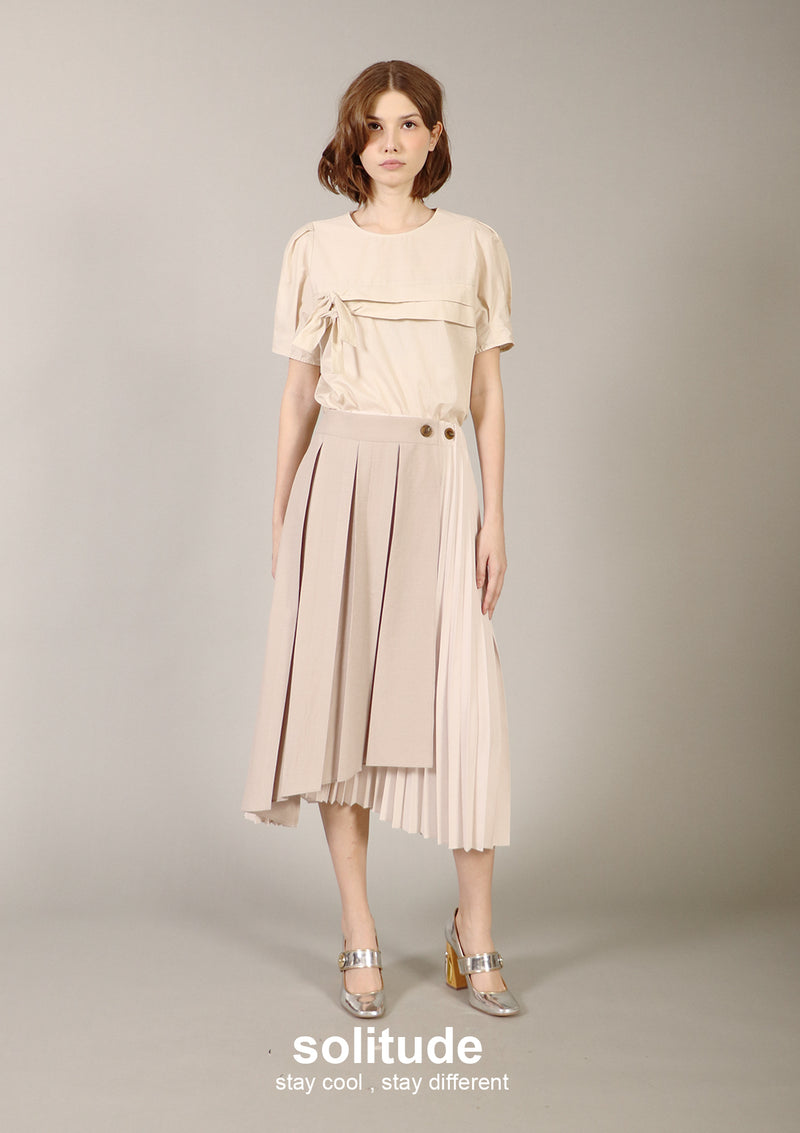 Beige Pleated Skirt