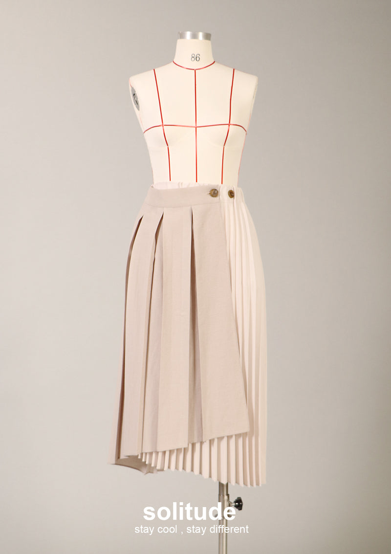 Beige Pleated Skirt