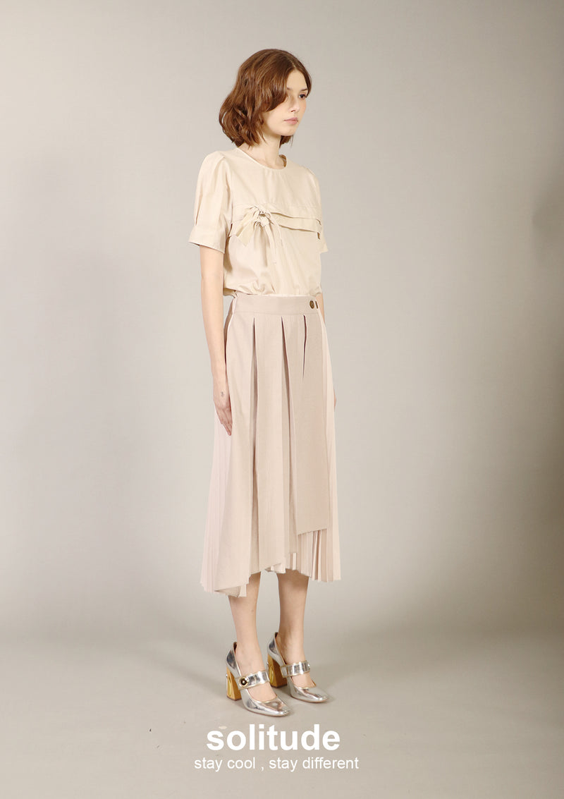 Beige Pleated Skirt