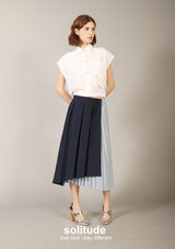 Navy Pleated Skirt