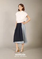 Navy Pleated Skirt