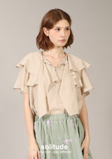 Beige Ruffles Woven Top