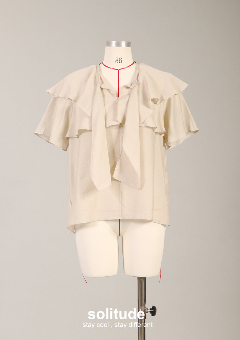 Beige Ruffles Woven Top