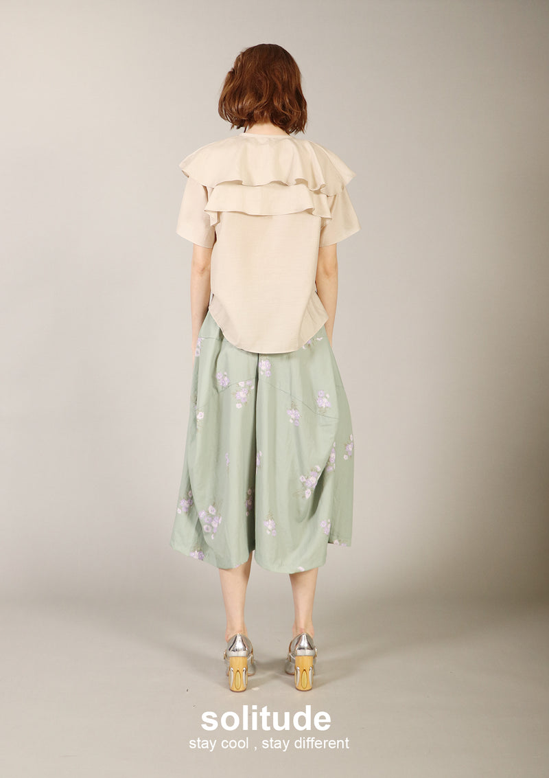 Beige Ruffles Woven Top