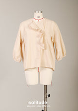 Beige Ruffles Woven Top