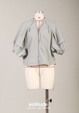 Grey Blue Bubble Sleeves Jacket