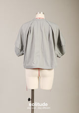 Grey Blue Bubble Sleeves Jacket