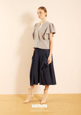 3D Cut Dark Blue Denim Skirt