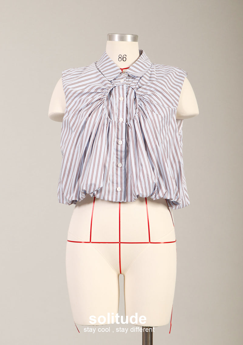 Bubble Striped Sleeveless Shirt