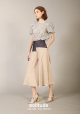 Denim Wasit Front Wide Leg Pants