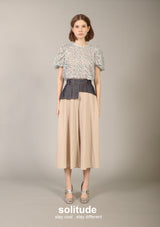 Denim Wasit Front Wide Leg Pants