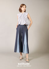 Unwashed Denims Wide Leg Pleated Pants