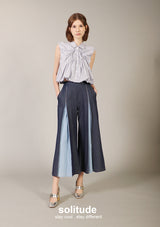 Unwashed Denims Wide Leg Pleated Pants