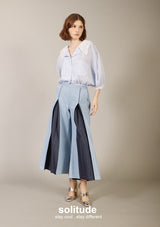 Light Washed Denims Wide Leg Pleated Pants