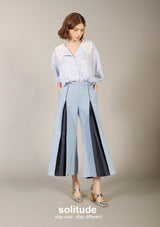 Light Washed Denims Wide Leg Pleated Pants