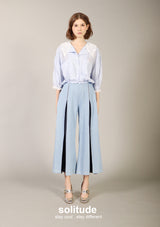 Light Washed Denims Wide Leg Pleated Pants