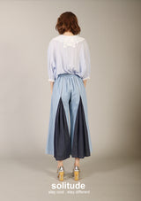 Light Washed Denims Wide Leg Pleated Pants